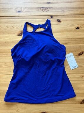 Athleta Maldives Royal Blue/Purple High Neck Racerback Swim Tank 38DD NWT